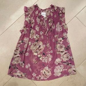 MISA LOS ANGELES PINK FLORAL SLEEVELESS BLOUSE